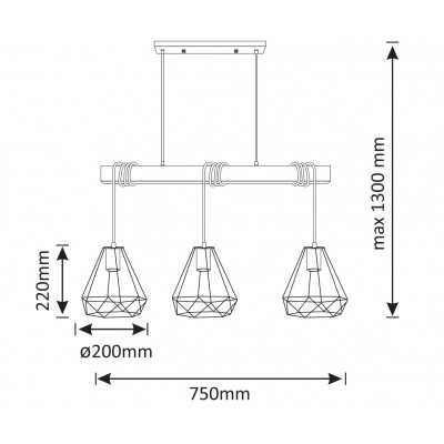 Svietidlo VIGO 3XE27 WOOD