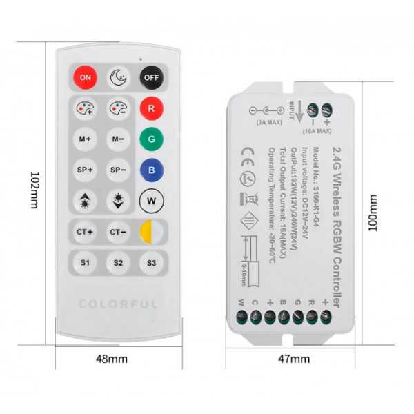Controller KM-RGB+WW+CW-10 12V-192W, 24V-240W