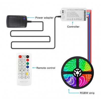 Controller KM-RGB+WW+CW-10 12V-192W, 24V-240W