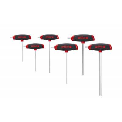 Wiha Sada zástrčných klíčů s rukojetí tvaru T ComfortGrip Šestihran, 6díl., s boční pracovní částí, matně chromovaný (45620)